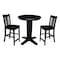 International Concepts 30 in. Solid Wood Round Top Dining Table with 2 Counter Height Stools in Black K46-30RT-23B-S102-2 - alternate 1